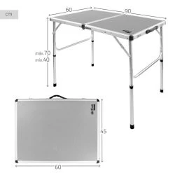 AKTIVE - Table De Camping Pliante, Réglable En 2 Hauteurs, 90x60x40/70 Cm, Gris 12 AKTIVE - Table De Camping Pliante, Réglable En 2 Hauteurs, 90x60x40/70 Cm, Gris -Robens Soldes aktive table de camping pliante reglable en 2 hauteurs 90x60x4070 cm gris 3