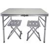 AKTIVE - Table Pliante Avec 2 Tabourets Et Poignée De Transpor, Gris -Robens Soldes aktive table pliante avec 2 tabourets et poignee de transpor gris