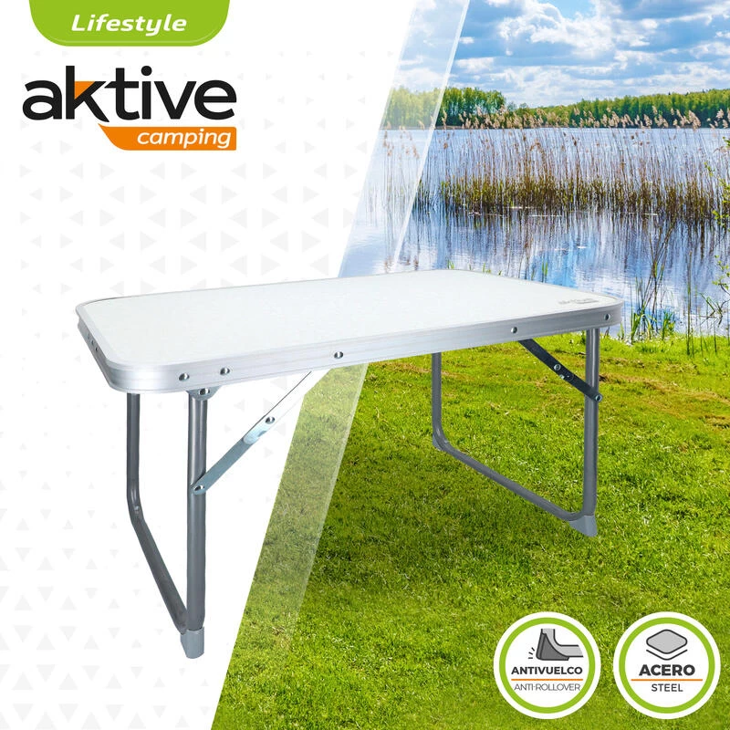 AKTIVE - Table Pliante . Table Basse Blanche En Aluminium - 40x60x40 Cm 3 AKTIVE - Table Pliante . Table Basse Blanche En Aluminium - 40x60x40 Cm â Image 2