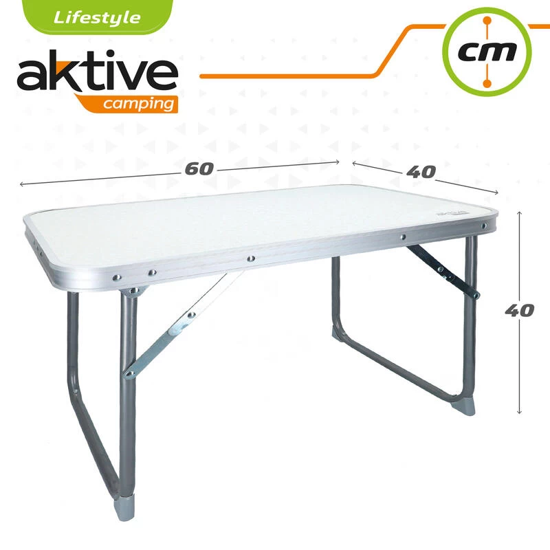 AKTIVE - Table Pliante . Table Basse Blanche En Aluminium - 40x60x40 Cm 5 AKTIVE - Table Pliante . Table Basse Blanche En Aluminium - 40x60x40 Cm â Image 4