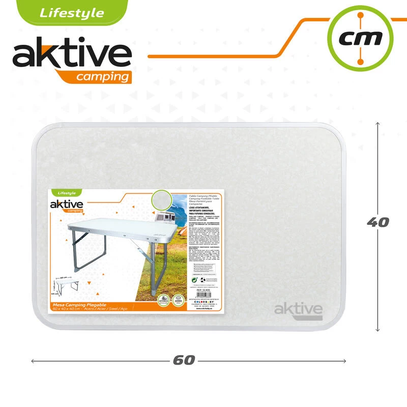 AKTIVE - Table Pliante . Table Basse Blanche En Aluminium - 40x60x40 Cm 6 AKTIVE - Table Pliante . Table Basse Blanche En Aluminium - 40x60x40 Cm â Image 5