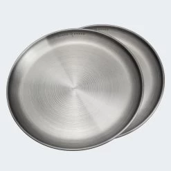 Assiette Plate De Camping | Diamètre Env. 23 Cm | Acier Inox | 2 Assiettes -Robens Soldes assiette plate de camping diametre env 23 cm acier inox 2 assiettes 2