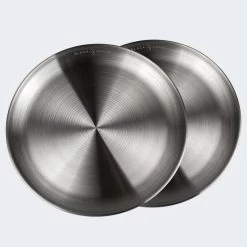 Assiette Plate De Camping | Diamètre Env. 23 Cm | Acier Inox | 2 Assiettes -Robens Soldes assiette plate de camping diametre env 23 cm acier inox 2 assiettes 3