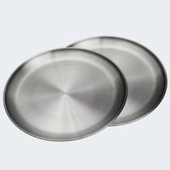 Assiette Plate De Camping | Diamètre Env. 23 Cm | Acier Inox | 2 Assiettes -Robens Soldes assiette plate de camping diametre env 23 cm acier inox 2 assiettes 4