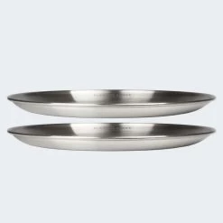 Assiette Plate De Camping | Diamètre Env. 23 Cm | Acier Inox | 2 Assiettes -Robens Soldes assiette plate de camping diametre env 23 cm acier inox 2 assiettes 6