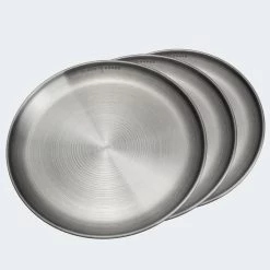 Assiette Plate De Camping | Diamètre Env. 23 Cm | Acier Inox | 3 Assiettes -Robens Soldes assiette plate de camping diametre env 23 cm acier inox 3 assiettes 2