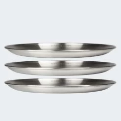 Assiette Plate De Camping | Diamètre Env. 23 Cm | Acier Inox | 3 Assiettes -Robens Soldes assiette plate de camping diametre env 23 cm acier inox 3 assiettes 6