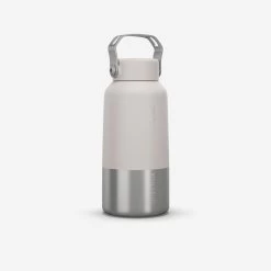 Quechua Gourde Inox 0,6L Avec Bouchon à Vis Pour La Randonnée - Blanc