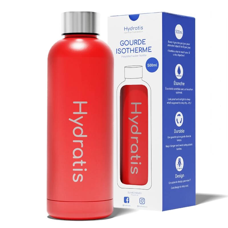 Gourde Isotherme Rouge De 500ml : 24h Chaud, 48h Au Frais 3 Gourde Isotherme Rouge De 500ml : 24h Chaud, 48h Au Frais