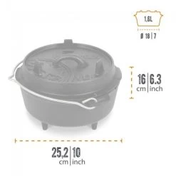 Petromax Dutch Oven FT3-3QT (avec Pieds) Et Levier De Couvercle -Robens Soldes petromax dutch oven ft3 3qt avec pieds et levier de couvercle 2