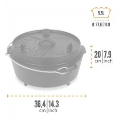 Petromax Dutch Oven FT6-6QT (avec Pieds) Ensemble - Poêle + Conditionneur + -Robens Soldes petromax dutch oven ft6 6qt avec pieds ensemble poele conditionneur 2
