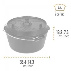 Petromax Dutch Oven FT9-9QT (Sans Pieds) Set - Poêle + Levier De Couvercle + -Robens Soldes petromax dutch oven ft9 9qt sans pieds set poele levier de couvercle 2