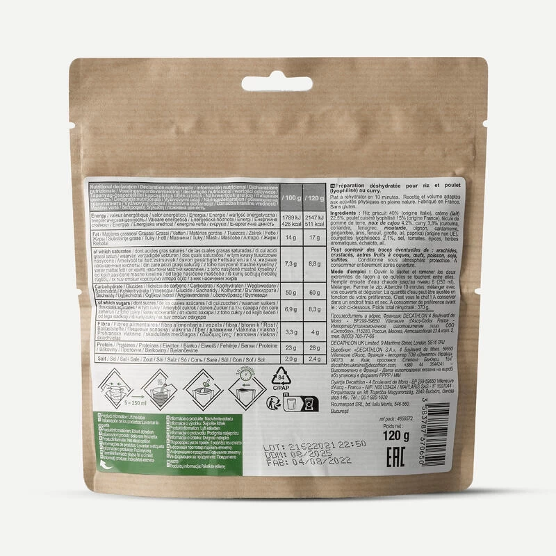 Repas Déshydraté Sans Gluten - Riz Et Poulet Au Curry - 120g 5 Repas Déshydraté Sans Gluten - Riz Et Poulet Au Curry - 120g – Image 3