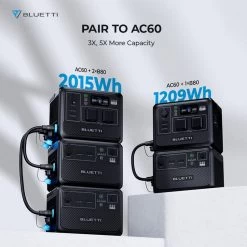 Station Électrique Portable BLUETTI AC60+B80+PV120 Pour Camping -Robens Soldes station electrique portable bluetti ac60b80pv120 pour camping 5