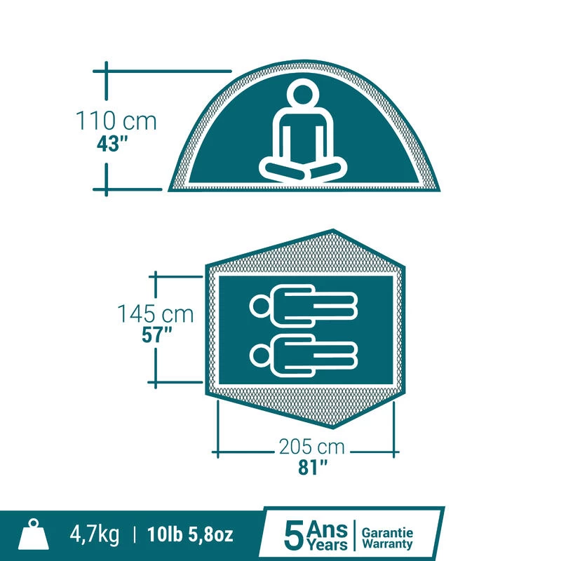 Quechua Tente De Camping - 2 SECONDS EASY - 2 Places 4 Quechua Tente De Camping - 2 SECONDS EASY - 2 Places – Image 2